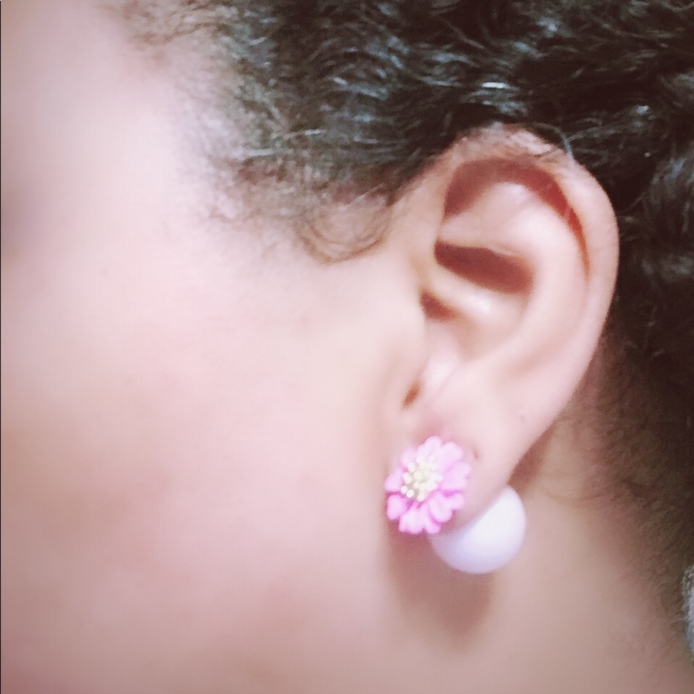 Pink Floral front/back earrings.